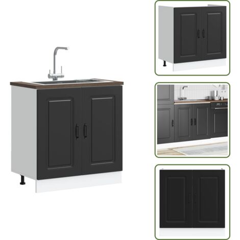 Armadio per lavello - vidaXL Mobile base lavello Kalmar Nero 80x46x81,5 cm in Truciolato - Armadio in truciolato