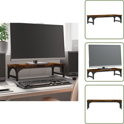 Supporto per computer - vidaXL Supporto per Monitor Rovere Fumo 55x23x14 cm Legno Multistrato - Monitor ergonomico