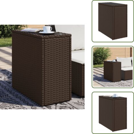 Tavolo esterno - vidaXL Tavolino Giardino Piano Vetro Marrone 58x27,5x55 cm Polyrattan - Tavolo in rattan