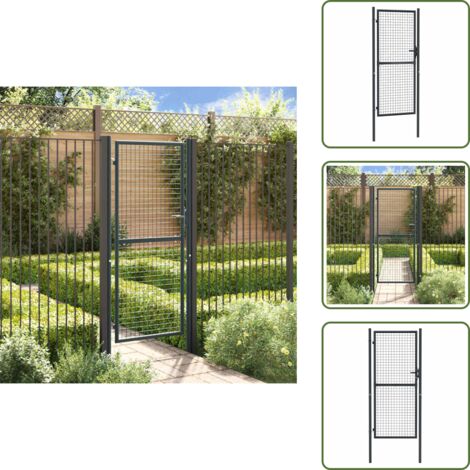 The Living Store Cancello da Giardino in Rete di Acciaio Zincato 100x200 cm Grigio - Recinzione