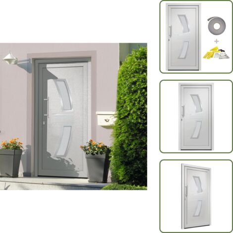 The Living Store Porta di Ingresso Bianca 88x200 cm - Porta d'ingresso in alluminio