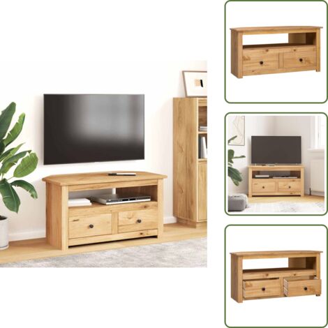 The Living Store Mobile Porta TV Angolare 93x49x49 cm Pino Massello Panama Range - Credenza TV