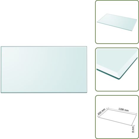 The Living Store Piano Tavolo Vetro Temperato Rettangolare 1200x650 mm - Tavolo da pranzo