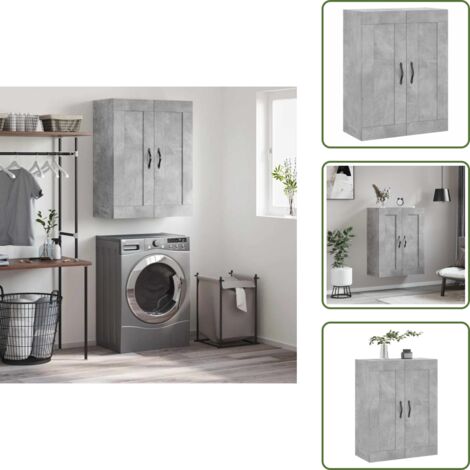 Armadietto in legno multistrato - vidaXL Mobile a Parete Grigio Cemento 69,5x34x90 cm Legno Multistrato - Armadietto grigio cemento