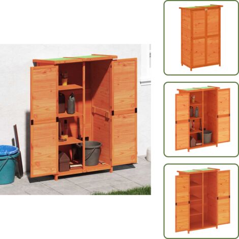 The Living Store Rimessa da Giardino Marrone 83x57x140 cm Legno Massello di Pino - Capanno per attrezzi