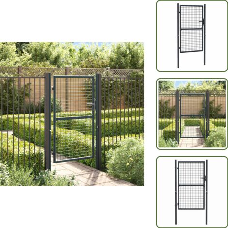 The Living Store Cancello da Giardino in Rete di Acciaio Zincato 100x150 cm Grigio - Recinzione in acciaio zincato