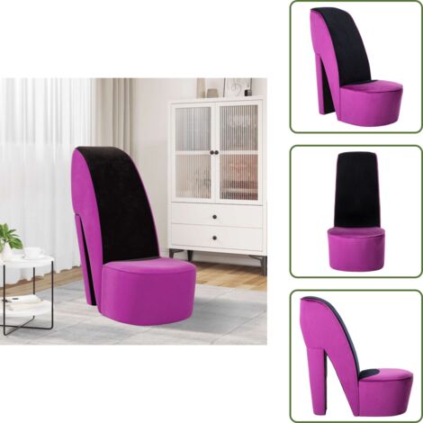 The Living Store Poltrona a Forma di Scarpa con Tacco Alto in Velluto Viola - Poltrona con tacco alto