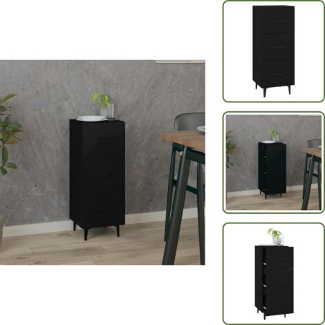 Credenza con cassetti - vidaXL Credenza Nero 34,5x34x90 cm in Legno Multistrato - Credenza con piano decorativo