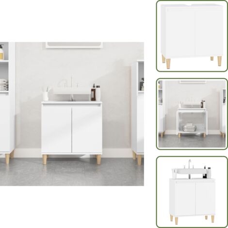 Legno multistrato - vidaXL Mobile Lavabo Bianco 58x33x60 cm in Legno Multistrato - Lavabo in legno