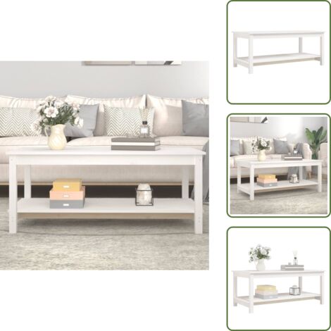 Tavolo centrale - vidaXL Tavolino da Salotto Bianco 110x55x45 cm Legno Massello di Pino - Tavolo decorativo
