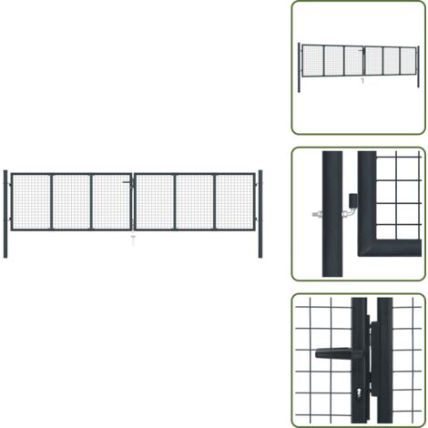 The Living Store Cancello da Giardino in Rete di Acciaio Zincato 400x100 cm Grigio - Recinzione