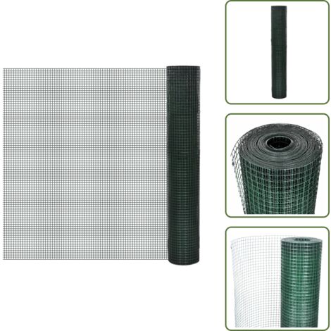 The Living Store Recinto Pollaio in Rete Zincato Rivestimento PVC 10x1 m Verde - Recinto per polli