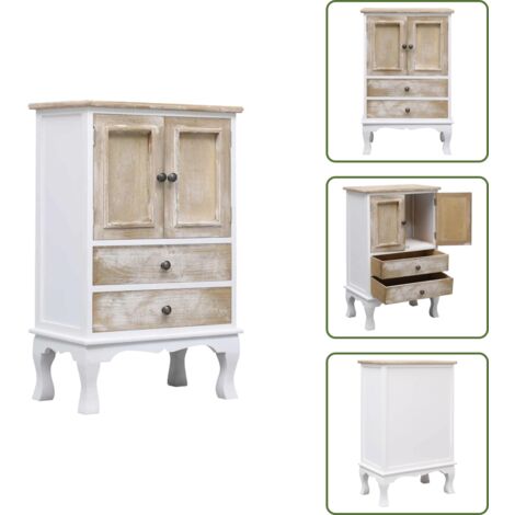The Living Store Cassettiera Bianca 50x30x80 cm in Legno - Cassettiera moderna