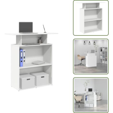 Bancone reception - vidaXL Scrivania per Reception Bianca 100x40x104 cm in Legno Massello - Bancone cassa