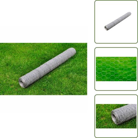 The Living Store Recinzione in Rete per Pollaio Acciaio Zincato 25x0,75m Argento - Recinzione per pollai