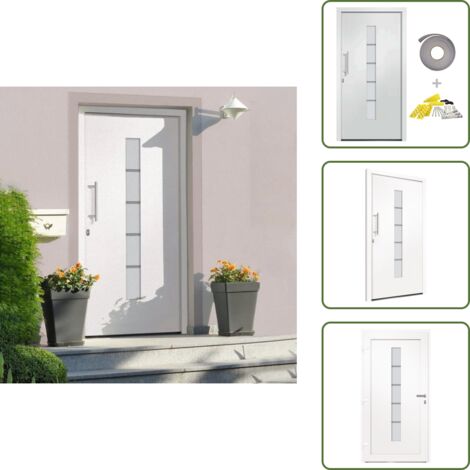 The Living Store Porta d'Ingresso in Alluminio e PVC Bianco 110x210 cm - Porta d'ingresso in PVC