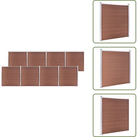 The Living Store Recinzione da Giardino in WPC 1391x186 cm Marrone - Recinzione in WPC