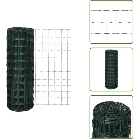 The Living Store Recinzione Europea in Acciaio 25 x 0,8 m Verde - Recinzione in acciaio