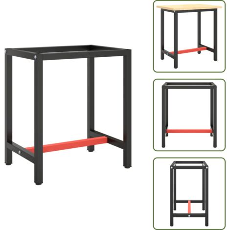 The Living Store Telaio per Banco da Lavoro Nero Rosso Opaco 70x50x79 cm Metallo - Tavolo in metallo