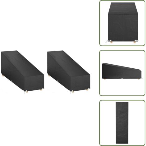 The Living Store Coperture Sdraio 2pz 12 Occhielli 200x65x35/60 cm Polietilene - Copertura per sdraio