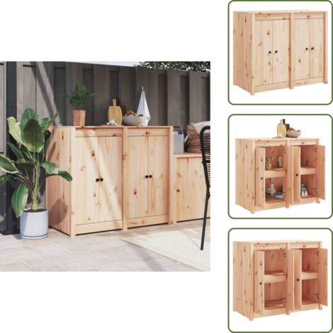 The Living Store Mobile da Cucina da Esterno MEPPEL in Legno Massello di Pino - Cucina da giardino