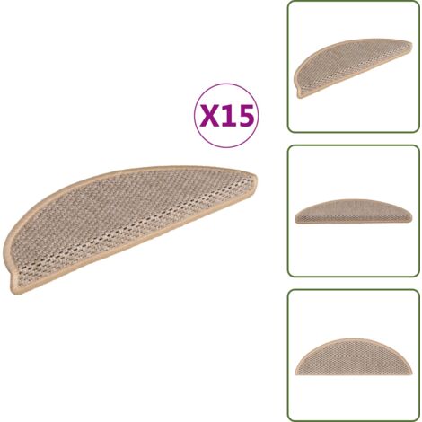 The Living Store Tappeti Adesivi Scale Aspetto Sisal 15pz 56x17x3cm Beige Chiaro - Tappeti adesivi