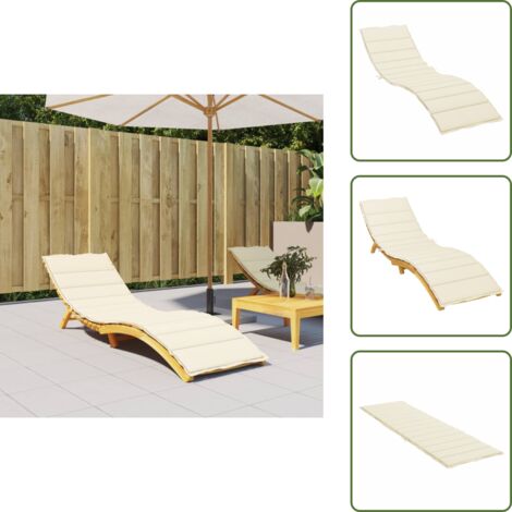 The Living Store Cuscino per Lettino Crema 200x50x3 cm in Tessuto Oxford - Cuscino da patio