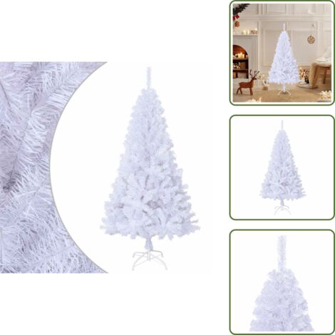 The Living Store Albero di Natale Artificiale con Rami Spessi Bianco 120 cm PVC - Albero di Natale in PVC