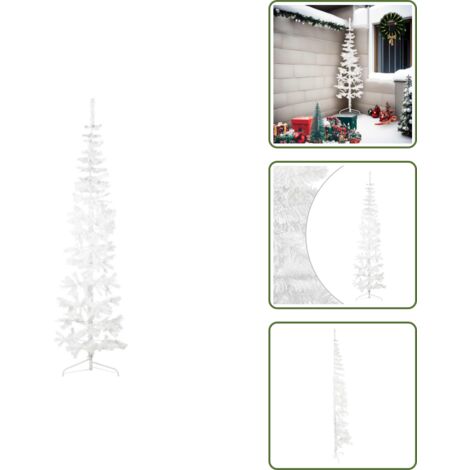 The Living Store Albero Natale Artificiale Sottile a Metà Supporto Bianco 210 cm - Albero di Natale Sottile