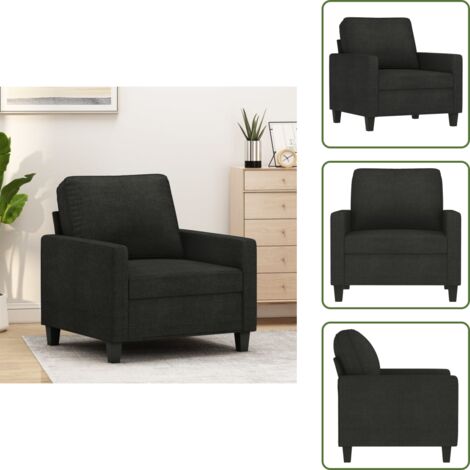 The Living Store Poltrona Nera 60 cm in Tessuto - Seduta confortevole