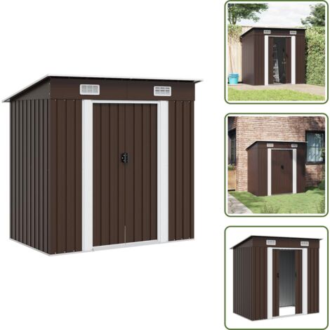 The Living Store Capanno Attrezzi da Giardino Marrone 194x121x181 cm in Acciaio - Attrezzi da giardino