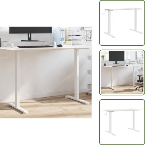 The Living Store Telaio Scrivania in Piedi Bianco (94-135)x60x(70-114)cm Acciaio - Telaio in acciaio
