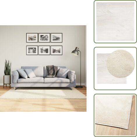 The Living Store Tappeto OVIEDO a Pelo Corto Beige 120x120 cm - Tappeto per casa