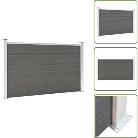 The Living Store Pannello di Recinzione in WPC 180x105 cm Grigio - Pannello di recinzione