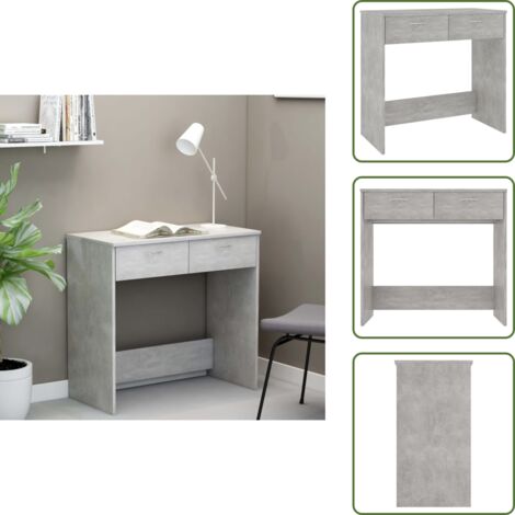 The Living Store Scrivania Grigio Cemento 80x40x75 cm in Legno Multistrato - Scrivania grigio cemento