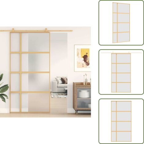 Design moderno - vidaXL Porta Scorrevole Oro 102,5x205 Vetro Smerigliato ESG Alluminio - Porta scorrevole in vetro