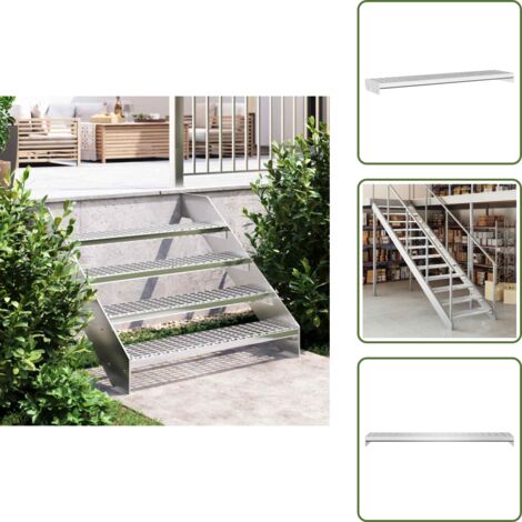 Scala in acciaio - vidaXL Gradino in Griglia 100x24x7 cm Acciaio Zincato - Gradino zincato