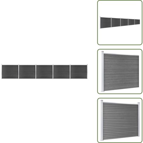 Barriera da giardino - vidaXL Set Pannello di Recinzione in WPC 872x146 cm Grigio - Recinzione modulare
