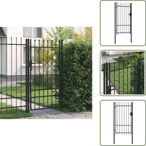 Cancello nero - vidaXL Cancello per recinzione Boxtel porta singola con punta in acciaio 1x1,75 m Nero - Cancello con punte