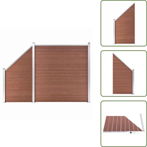 Recinzione modulare - vidaXL Pannelli Recinzione 1 Quadrato 1 Inclinato 273x186 cm Marrone - Pannelli in legno plastica