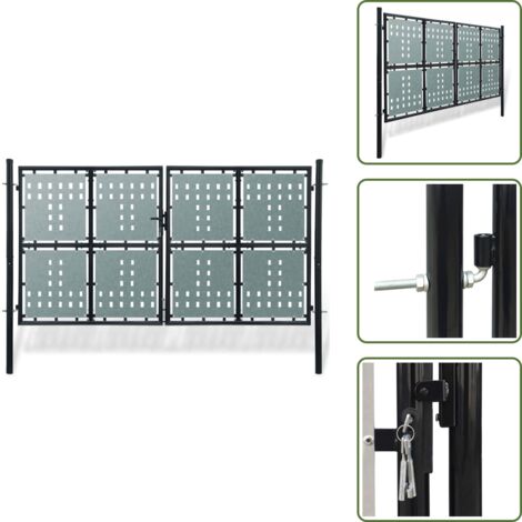 Cancello per recinzione - vidaXL Cancello per Recinzione a una Porta Nero 300x150 cm - Recinzione per giardino
