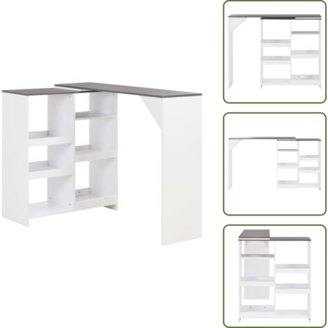 Tavolo da bar moderno - vidaXL Tavolo da Bar con Scaffale Mobile Bianco 138x39x110 cm - Tavolo da bar in legno