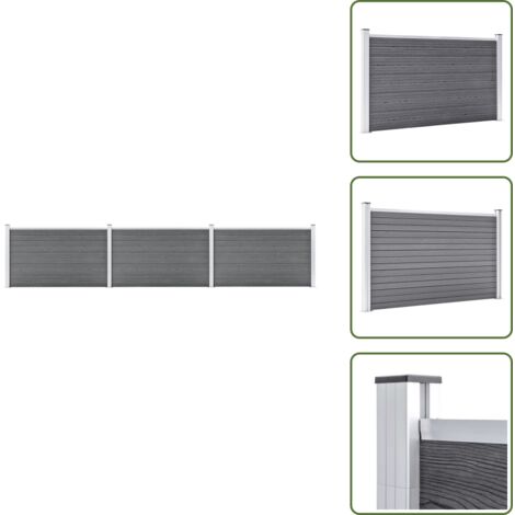 Pannello in legno plastica - vidaXL Recinzione da Giardino in WPC 526x106 cm Grigia - Recinzione in alluminio