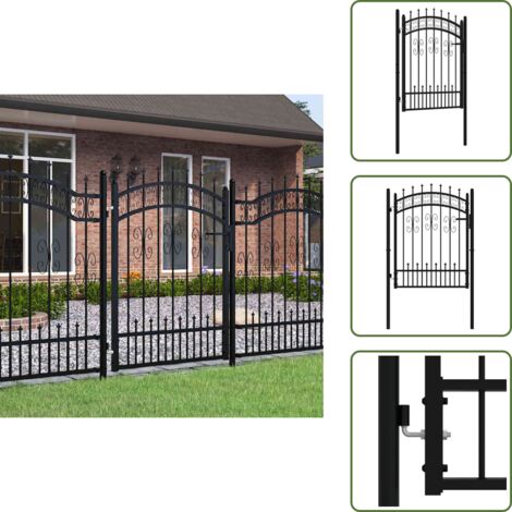 Cancello a lancia - vidaXL Cancello per recinzione Kampen con punta a lancia Nero 103x125 cm in acciaio - Cancello nero