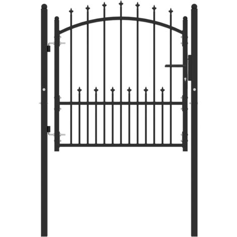 Cancello per Recinzione con Punte in Acciaio 100x100 cm Nero