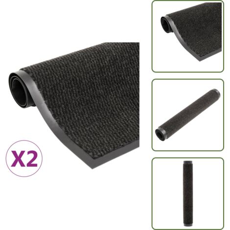 Tappeto per pavimento - vidaXL Tappeti Antipolvere 2 pz Rettangolari Trapuntati 90x150 cm Neri - Tappeto in polipropilene