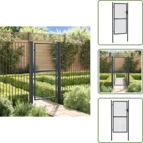 Cancello per patio - vidaXL Cancello da Giardino in Rete di Acciaio Zincato 100x175 cm Grigio - Cancello per terrazza
