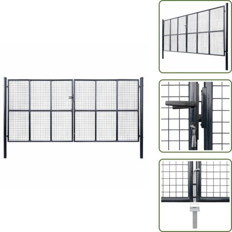 Cancelletto da patio - vidaXL Cancello da Giardino in Rete di Acciaio Zincato 400x175 cm Grigio - Cancelletto da terrazza