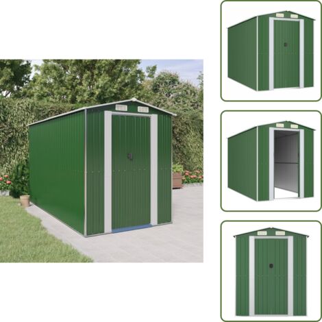 Capanno per attrezzi da giardino - vidaXL Capanno da Giardino Verde 192x357x223 cm Acciaio Zincato - Capanno per mobili da giardino