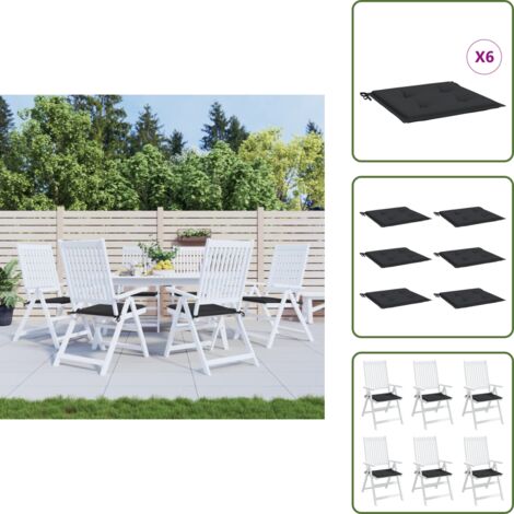 Furniture Limited - Cuscini per Sedia 6 pz Neri 50x50x3 cm in